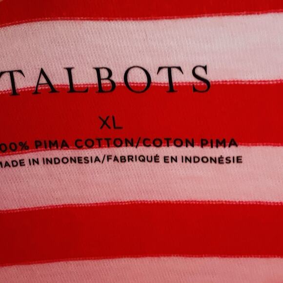 Talbots 100% Pima Cotton Tee 3/4 Sleeve Top Women's XL Minimalist capsule Stripe - Picture 2 of 5